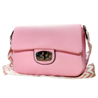 Pink handbag with a strap on a white background