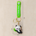 Keychain with panda design and green strap labeled 'Panda Baby' on a beige background