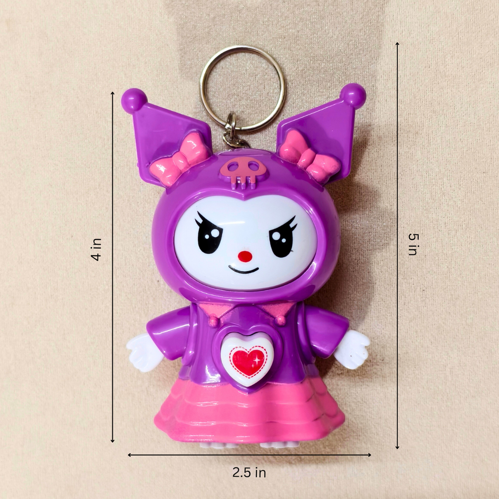 Purple Kuromi Face Changer Toy Keychain, Plastic Made Toy Keychain, Includes Spider, Bunny and Kuromi, 3 Changeable Expressions, Bag Charm for Kids and Teens