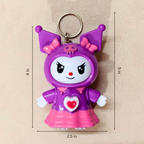 Purple Kuromi Face Changer Toy Keychain, Plastic Made Toy Keychain, Includes Spider, Bunny and Kuromi, 3 Changeable Expressions, Bag Charm for Kids and Teens