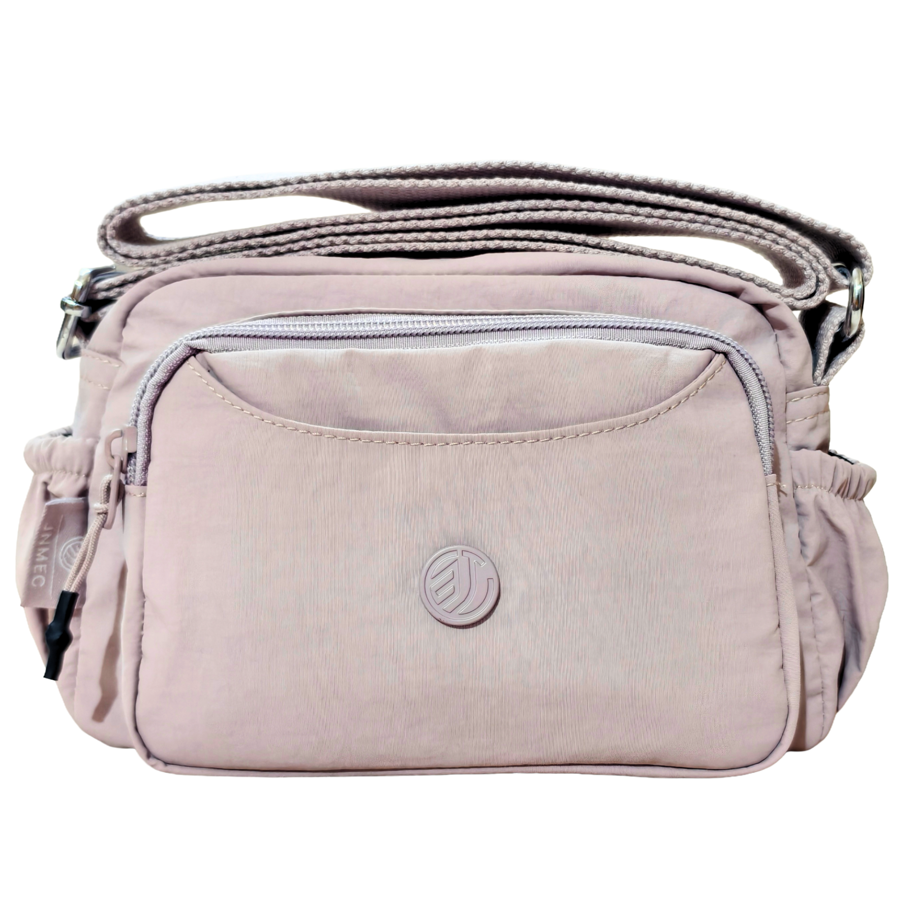 Lavender Lilac Sling Bag In Front Of White Background.