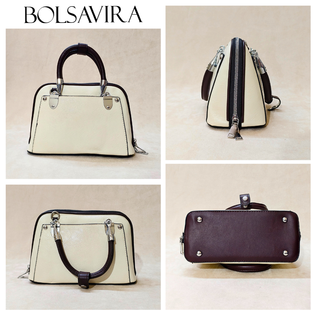 Collage of handbags from Bolsavira with different designs and colors.