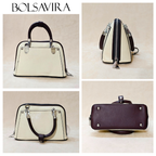 Collage of handbags from Bolsavira with different designs and colors.