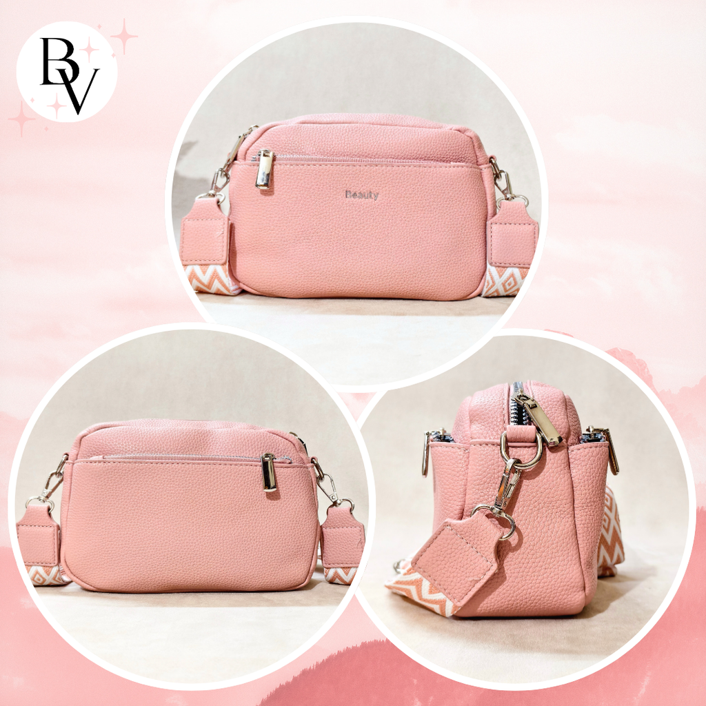 Pebbled Vegan Leather Mini Crossbody Sling Bag With Slim and Broad Strap, Multi-Compartment Shoulder Bag for Women and Girls