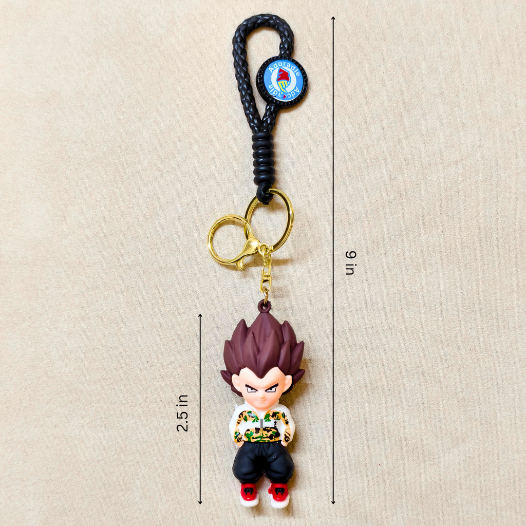Vegeta Casual Keyring  With Measurements On Beige Background.