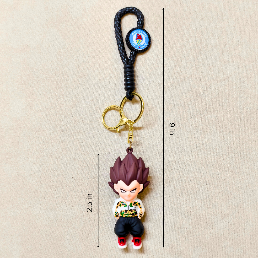 Vegeta Casual Keyring  With Measurements On Beige Background.