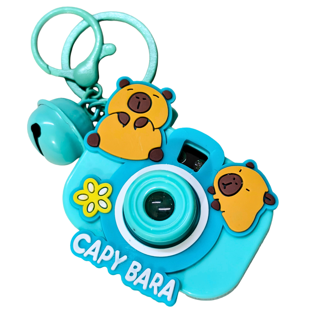 Toy camera with bear character and 'Capybara' branding on a white background