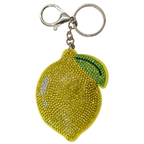 Keychain shaped like a lemon with rhinestone details on a white background