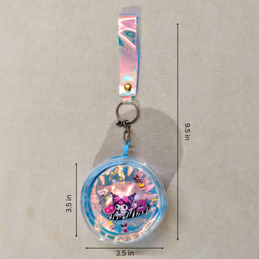 Keychain with colorful design on a beige background
