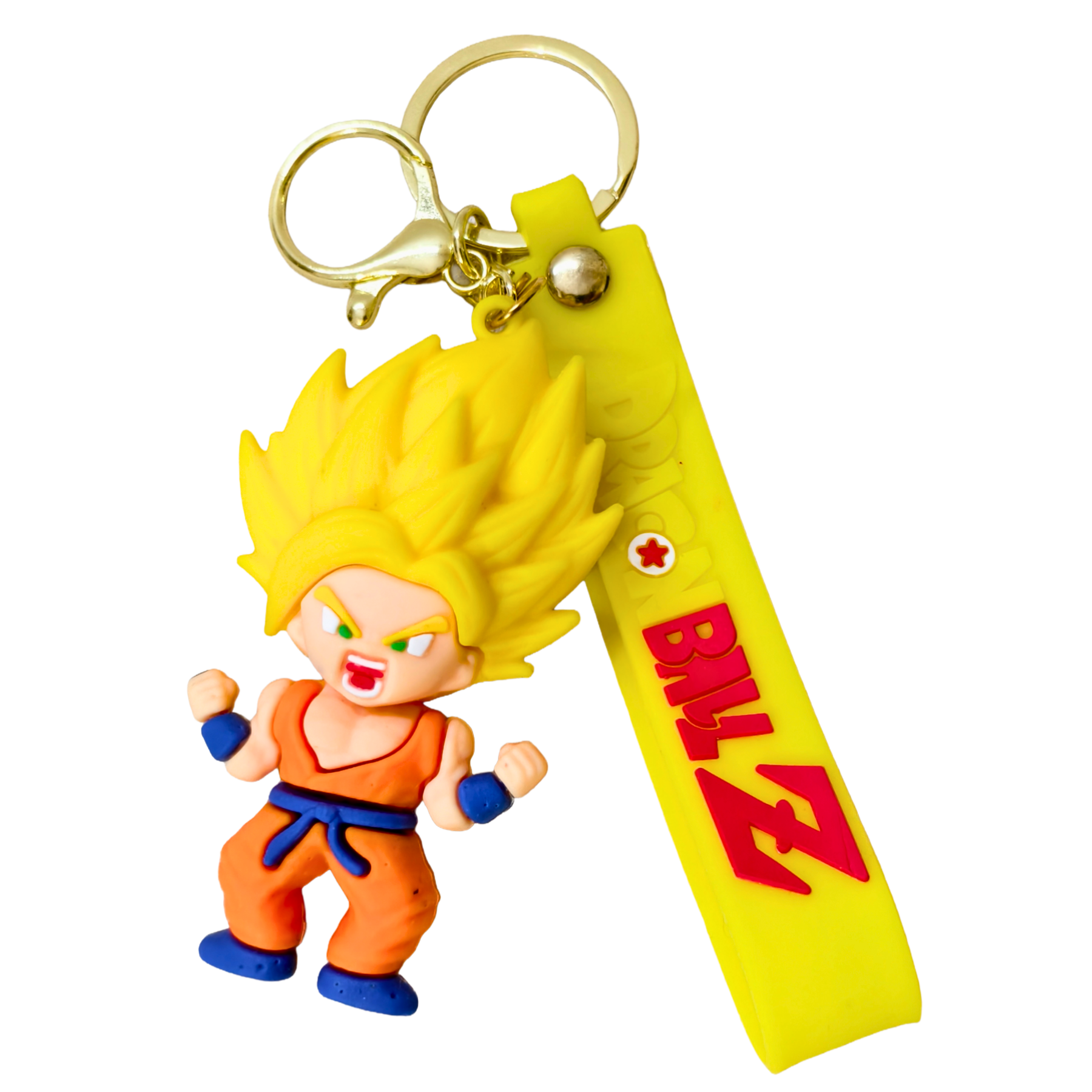 Super Saiyan Key Ring On White Background.
