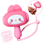 Pink cartoon-style megaphone with a face on a white background