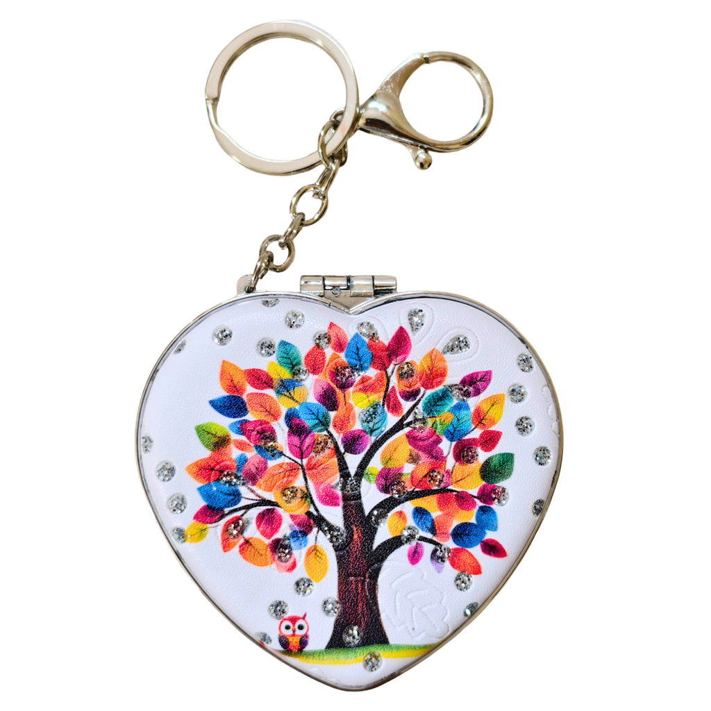 Heart Tree White Pocket Mirror On White Background.

