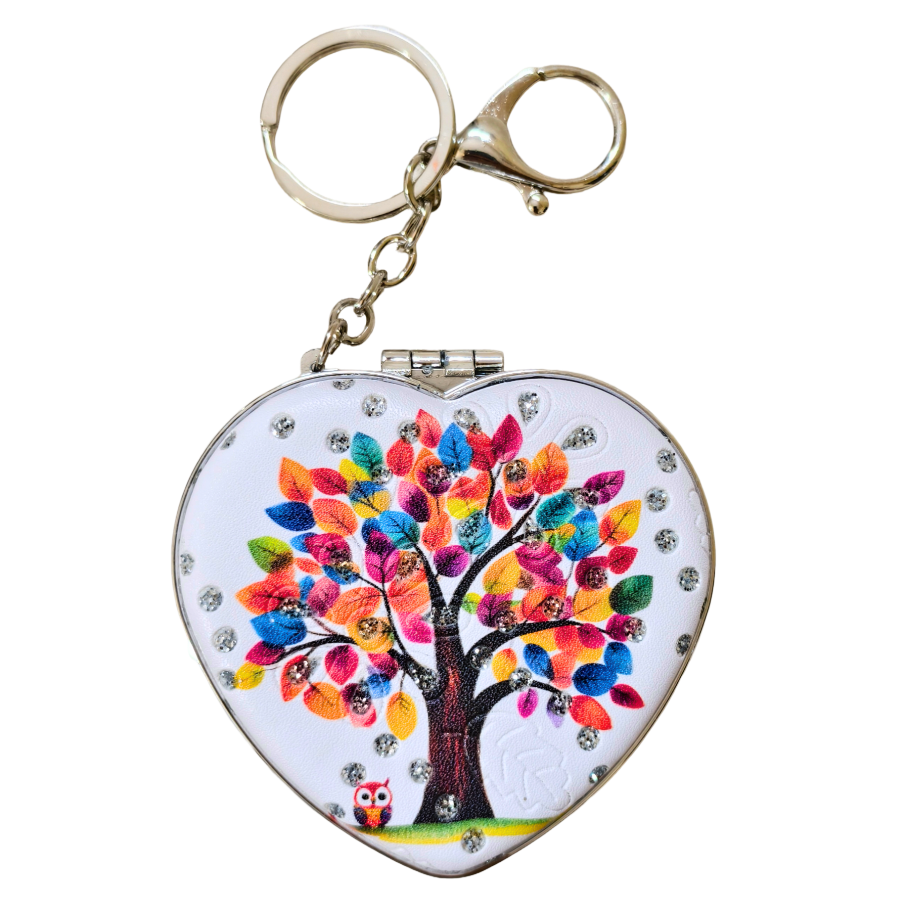 Heart Tree White Pocket Mirror On White Background.
