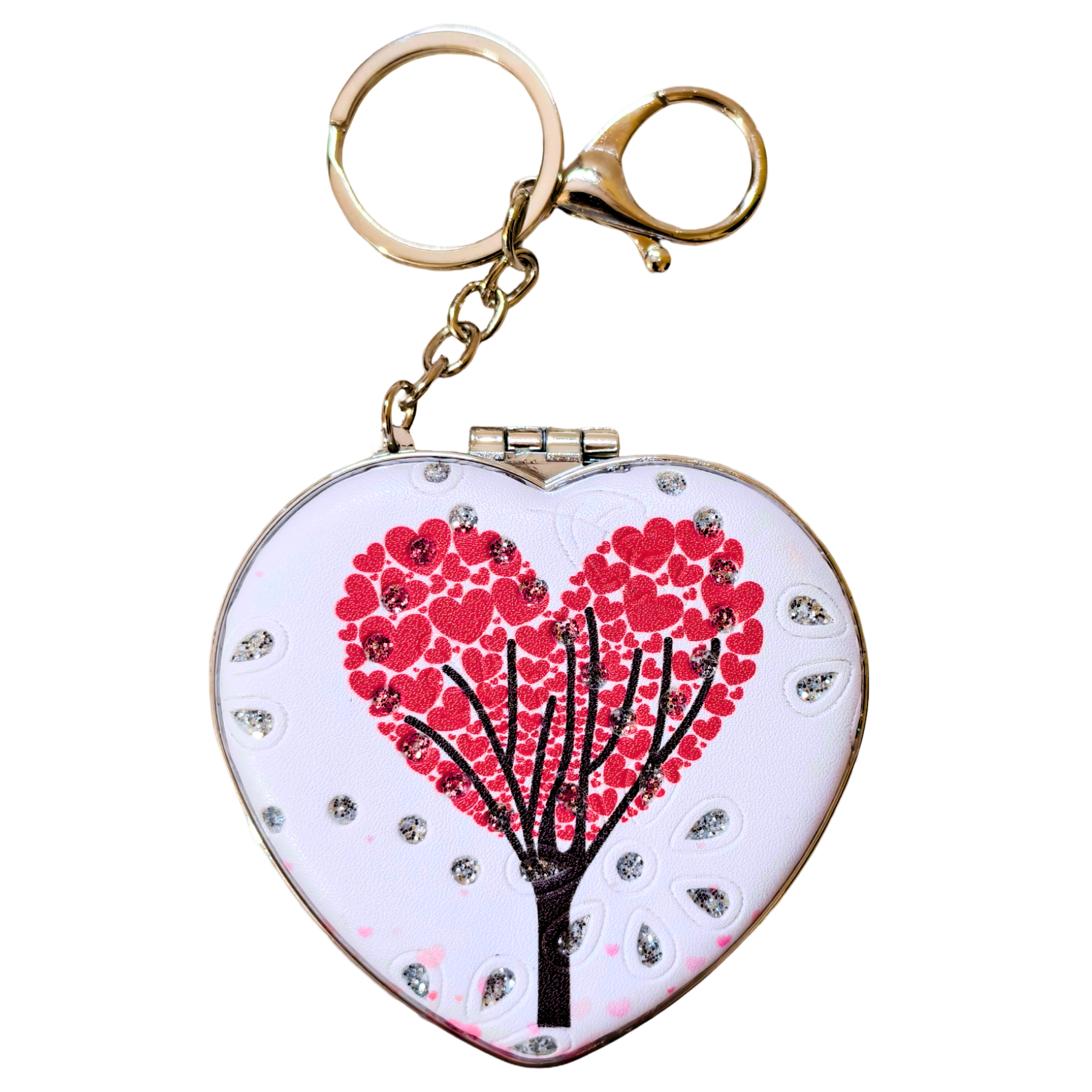 
Heart Valentine White Pocket Mirror On White Background.