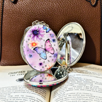 Oval Butterfly Pocket Mirror  With Props.