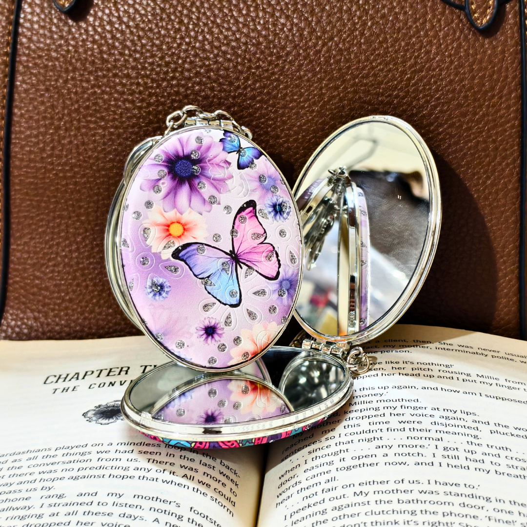 Oval Butterfly Pocket Mirror  With Props.
