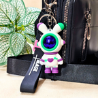 Bunny Astronaut Keyring Attached With Purse On Beige Background