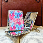 Rectangle Hearts Pink Pocket Mirror  With Props.