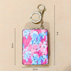 Rectangle Hearts Pink White Pocket Mirror  With Measurements On  Beige Background.