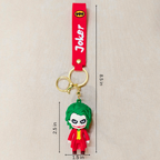Joker keychain with dimensions on a beige background
