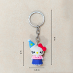 Keychain with cartoon character measurement on a beige background