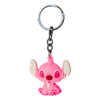 Pink cartoon character keychain on a white background