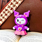 Purple Kuromi Face Changer Toy Keychain, Plastic Made Toy Keychain, Includes Spider, Bunny and Kuromi, 3 Changeable Expressions, Bag Charm for Kids and Teens