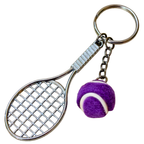 Tennis Metal Purple Sports Keychain, Tennis Racket, Table Tennis, Chocolate,Ping Pong and Baseball Bat and Tennis Ball Charms, Metal and Resin, Detachable, Unisex