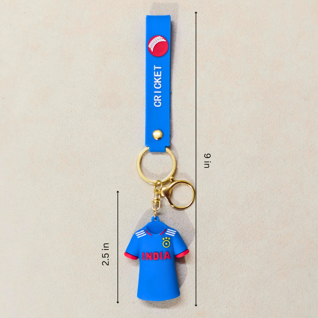 Rohit Keyring  With Measurements On  Beige Background.