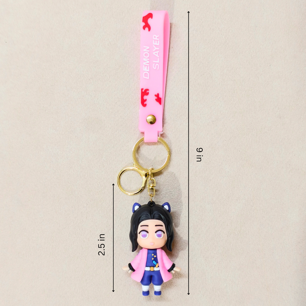 
Shinobu Keyring  With Measurements On  Beige Background.