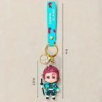 Tanjiro2 Keyring  With Measurements On  Beige Background.