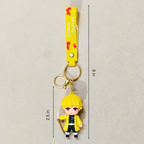 Zenitsu Keyring  With Measurements On  Beige Background.