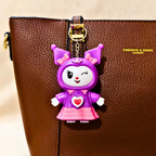 Purple Kuromi Face Changer Toy Keychain, Plastic Made Toy Keychain, Includes Spider, Bunny and Kuromi, 3 Changeable Expressions, Bag Charm for Kids and Teens