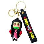 Keychain with character figure and 'Demon Slayer' branding on a white background