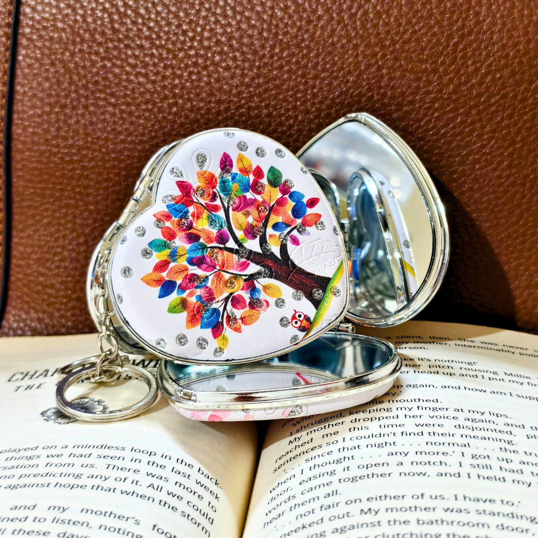 Heart Tree White Pocket Mirror  With Props.