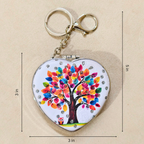 
Heart Tree White Pocket Mirror  With Measurements On  Beige Background.