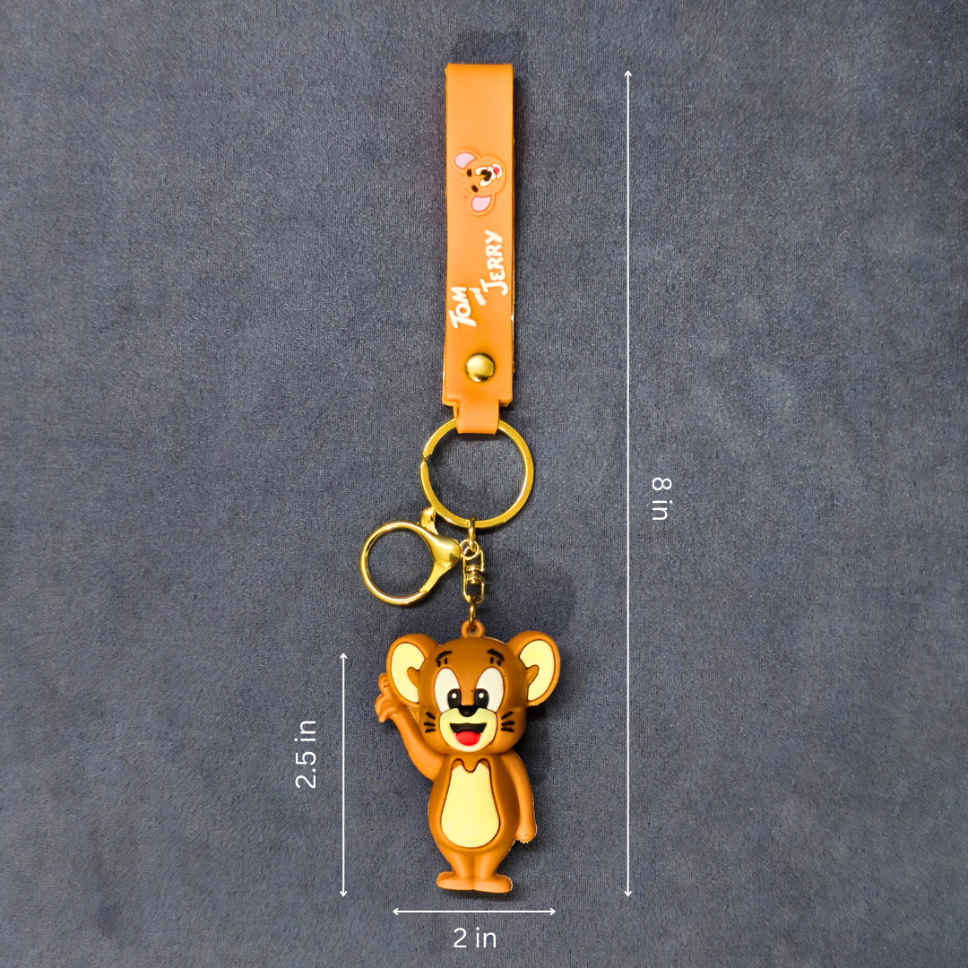 Keychain with cartoon character on a gray background