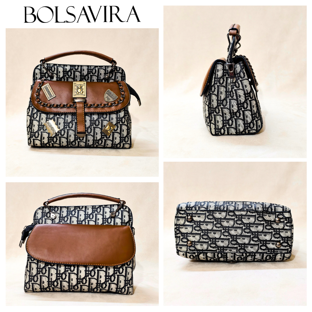 Collage of bags with visible 'BOLSAVIRA' branding on a beige background