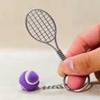 Tennis Metal Purple Sports Keychain, Tennis Racket, Table Tennis, Chocolate,Ping Pong and Baseball Bat and Tennis Ball Charms, Metal and Resin, Detachable, Unisex