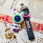 Bunny Astronaut Keyring  With Props On Crochet Background