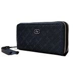 Black Wallet in front of a white background