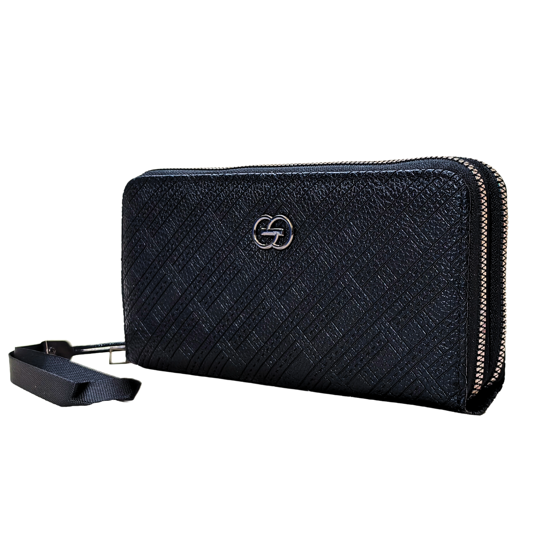 Black Wallet in front of a white background