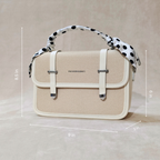 Off-White Woven Canvas Crossbody Sling Bag With Adjustable Strap And White Vegan Leather Trim For Women
